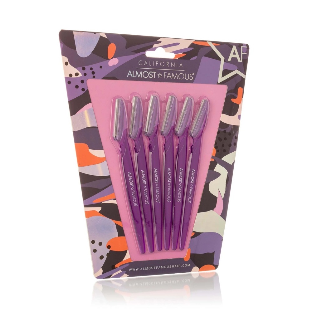 6 pack Dermaplaning Razors Set - Almost Famous - Purple - New In Package